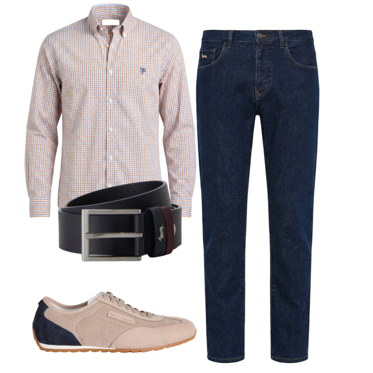 Outfit uomo - Total look #2456546. Stile Casual per Tutti i giorni. Abbinamento con sneakers, camicie, cinture, jeans.