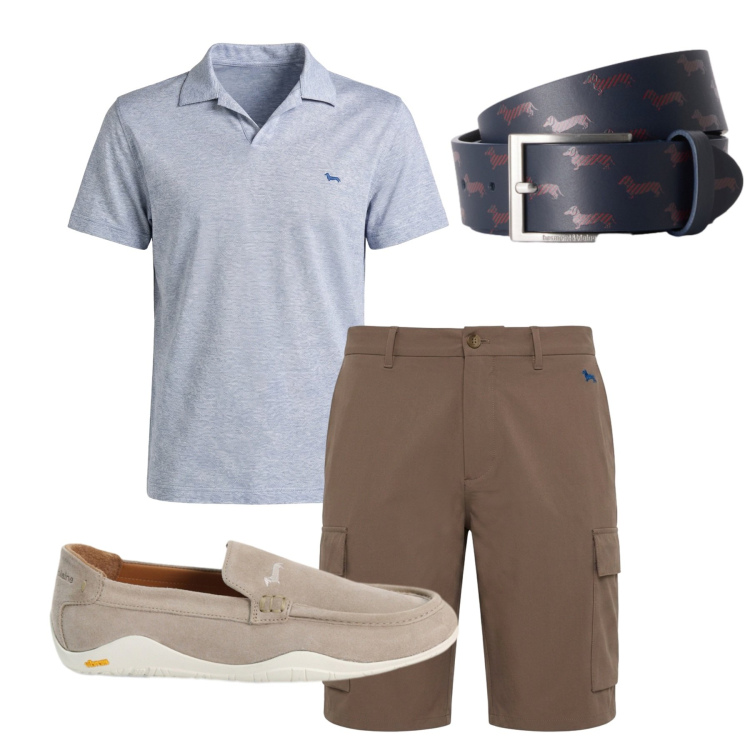 Outfit uomo - Total look #2456547. Stile Casual per Tutti i giorni. Abbinamento con scarpe stringate, bermuda, polo, cinture.