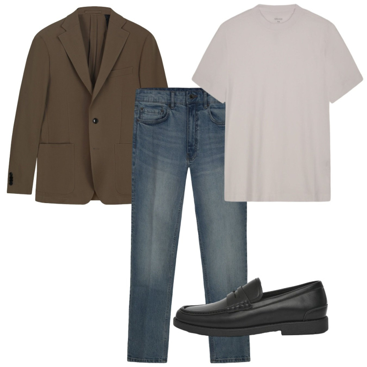 Outfit uomo - Total look #2456551. Stile Casual per Tutti i giorni. Abbinamento con scarpe stringate, giacche, t-shirt, jeans.