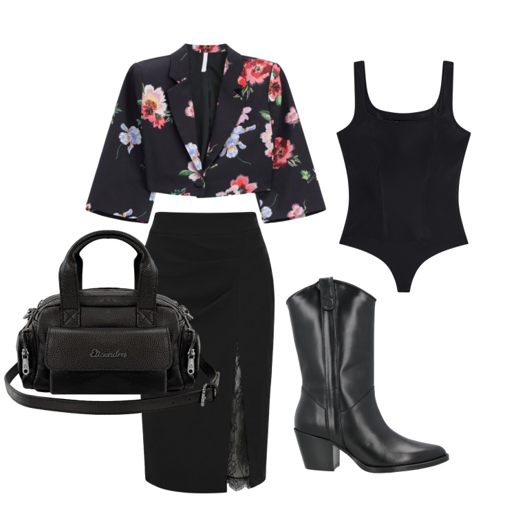 Outfit donna - Agosto. Stile Glamour per Tutti i giorni. Abbinamento con stivaletti texani, blazer, gonne longuette, top, borse a mano.