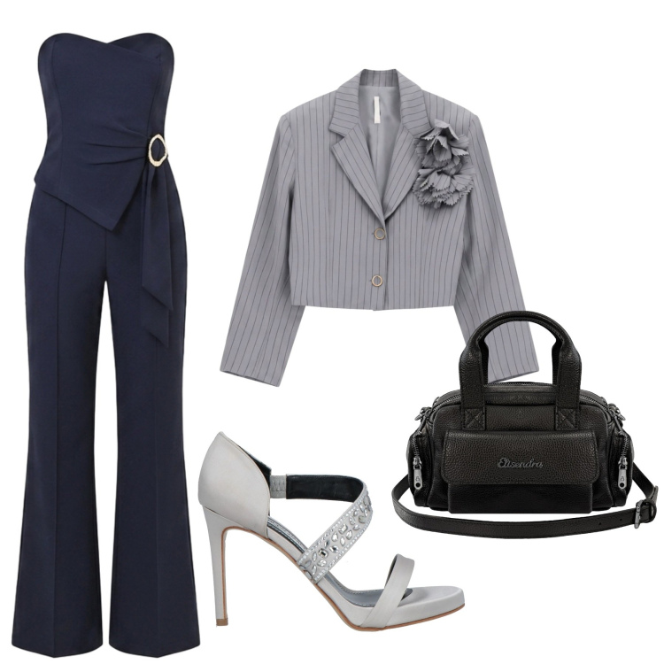 Outfit donna - Total look #2456595. Stile Chic per Cerimonia. Abbinamento con sandali in pelle, blazer, tute, borse a mano.