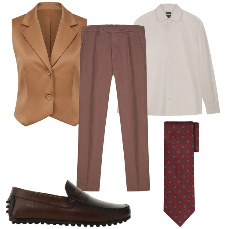 Outfit uomo - Total look #2456637. Stile Business/Elegante per Ufficio. Abbinamento con scarpe stringate, polo, pantaloni, cravatte, gilet.
