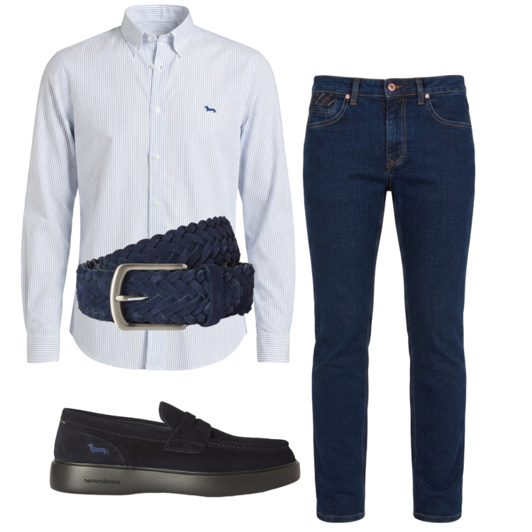 Outfit uomo - Total look #2456662. Stile Casual per Tutti i giorni. Abbinamento con camicie, scarpe stringate, jeans, cinture.