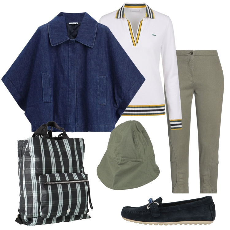 Outfit donna - Tra agosto e settembre..... Stile Casual per Tutti i giorni. Abbinamento con jeans slim fit, mocassini, zaini, cappelli, polo, blazer.