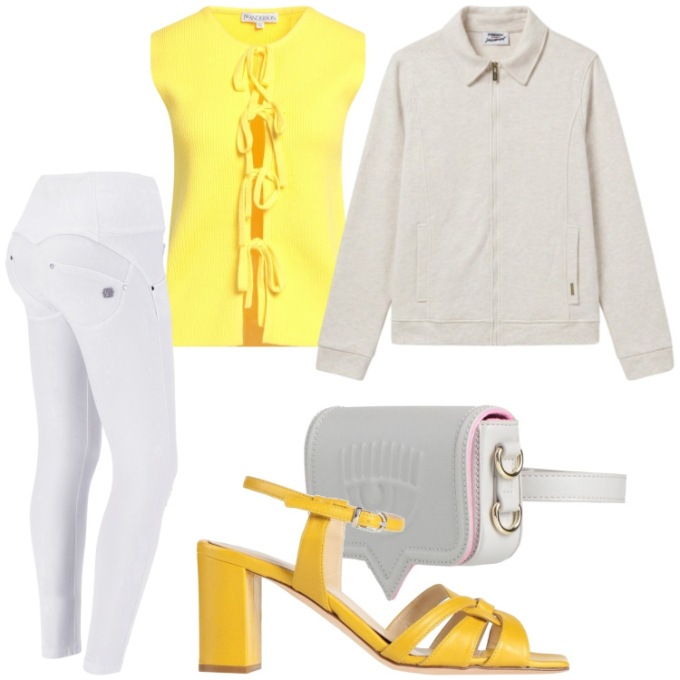 Outfit donna - Accessori solari. Stile Glamour per Tutti i giorni. Abbinamento con marsupi, cardigans, sandali in pelle, pantaloni skinny, felpe.