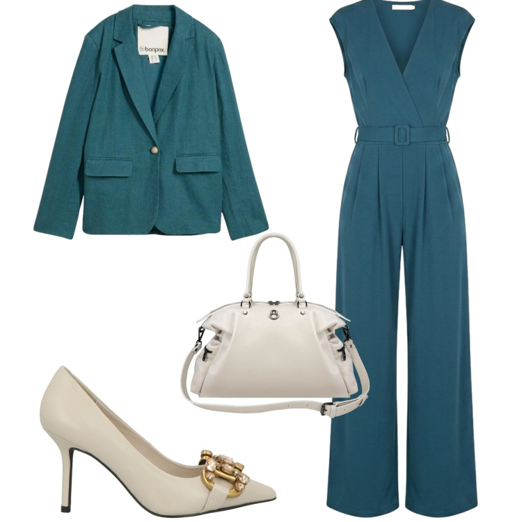 Outfit donna - Total look #2456680. Stile Chic per Cerimonia. Abbinamento con décolleté, blazer, shopping bag, tute.
