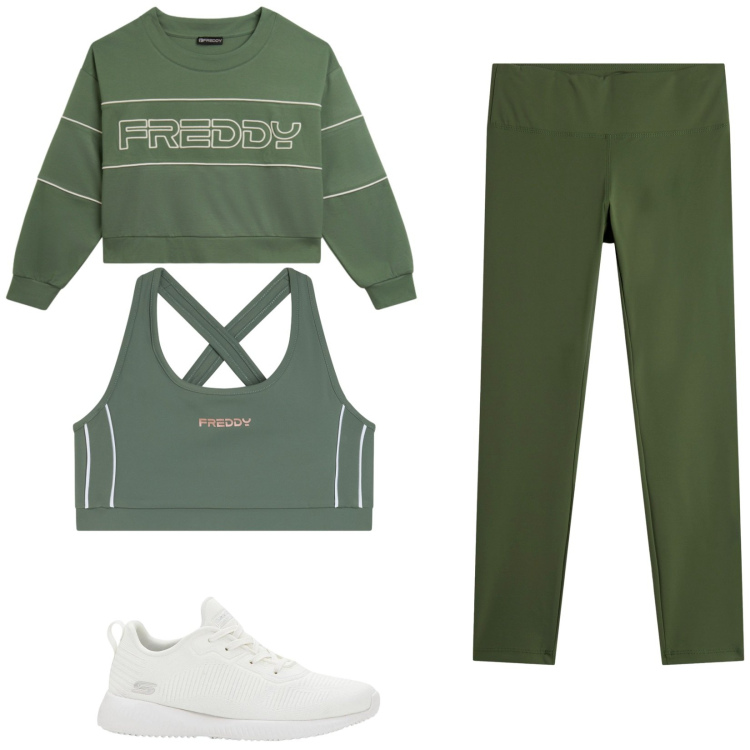 Outfit donna - Total look #2456683. Stile Urban per Sport. Abbinamento con sneakers, leggings, felpe, top.