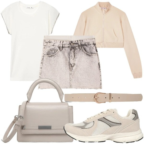 Outfit donna - Infinite Summer Terranova. Stile Casual chic per Serata fuori. Abbinamento con sneakers, felpe, minigonne, borse a tracolla, cinture, t-shirt.