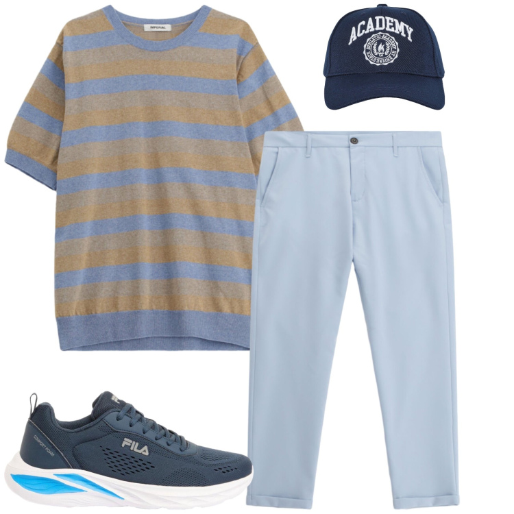 Outfit uomo - Total look #2456715. Stile Casual per Tutti i giorni. Abbinamento con sneakers, pantaloni, maglieria, cappelli con visiera.