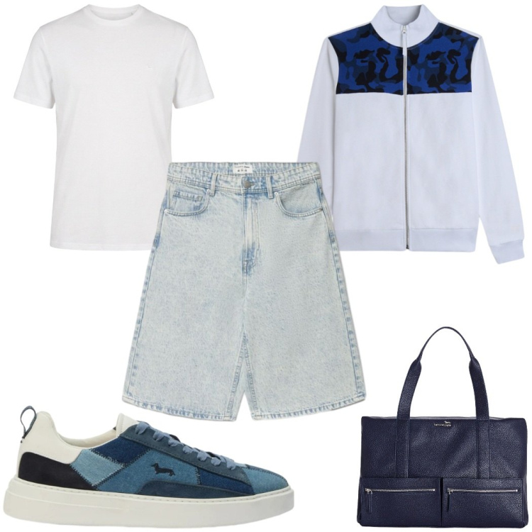 Outfit uomo - Total look #2456744. Stile Trendy per Tutti i giorni. Abbinamento con borse sportive, t-shirt, sneakers, shorts, felpe.