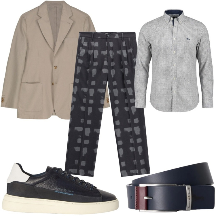 Outfit uomo - Total look #2456761. Stile Trendy per Tutti i giorni. Abbinamento con camicie, sneakers, cinture, pantaloni, giacche.