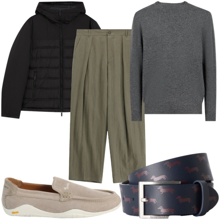 Outfit uomo - Total look #2456779. Stile Casual per Tutti i giorni. Abbinamento con maglieria, scarpe stringate, cinture, pantaloni, piumini.