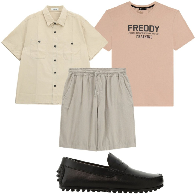 Outfit uomo - Total look #2456784. Stile Casual per Tutti i giorni. Abbinamento con scarpe stringate, bermuda, camicie a manica corta, t-shirt.