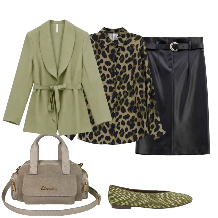 Outfit donna - Glamour e grintosa. Stile Glamour per Tutti i giorni. Abbinamento con ballerine, camicie, gonne longuette, blazer, borse a mano.