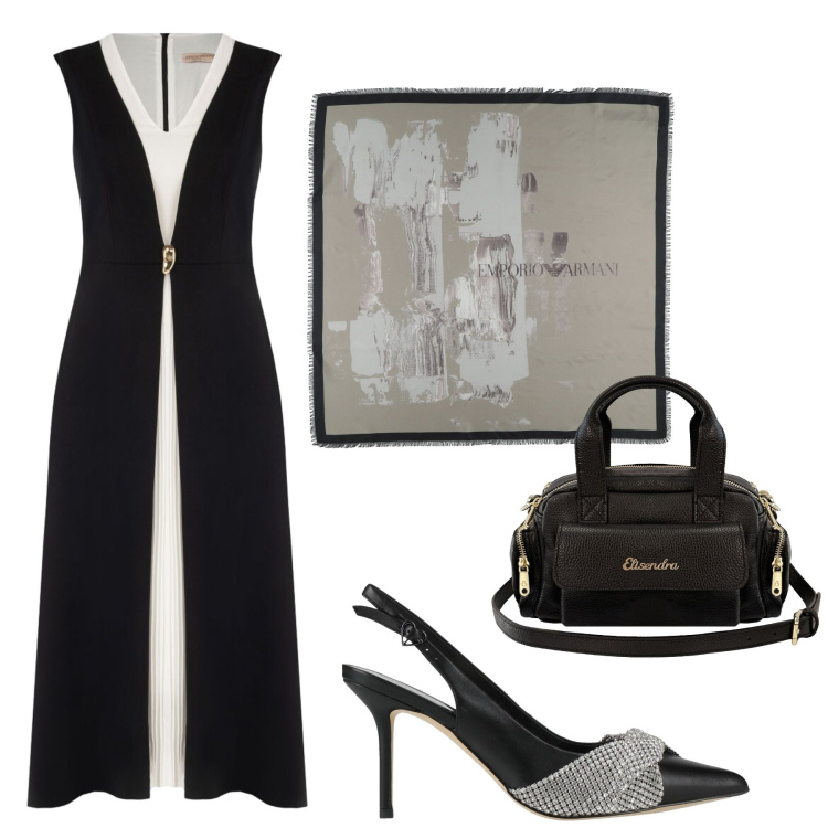 Outfit donna - Total look #2456829. Stile Chic per Cerimonia. Abbinamento con décolleté, sciarpe, vestiti lunghi, borse a mano.