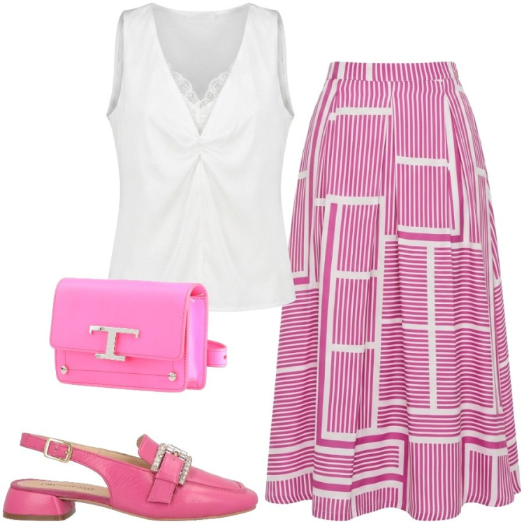 Outfit donna - Total look #2456863. Stile Chic per Tutti i giorni. Abbinamento con marsupi, décolleté, gonne lunghe, top.