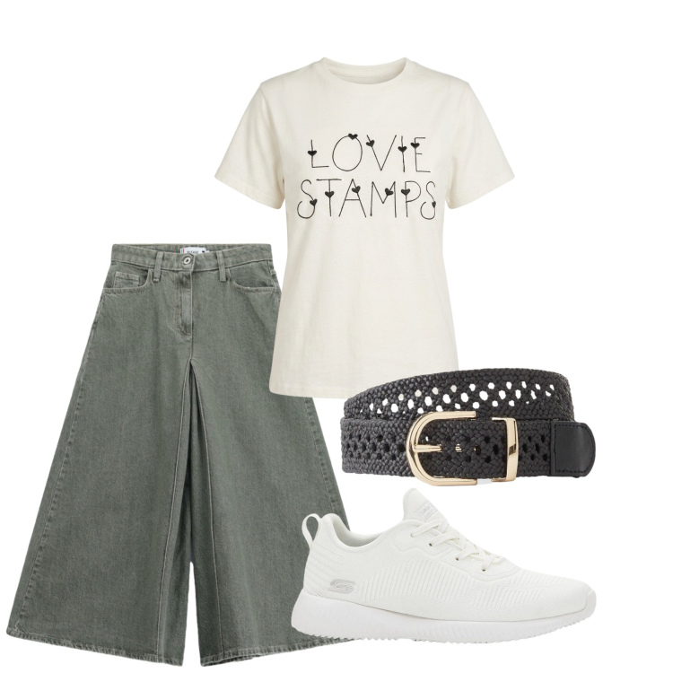 Outfit donna - Total look #2456875. Stile Basic per Tutti i giorni. Abbinamento con sneakers, cinture, pantaloni, t-shirt.