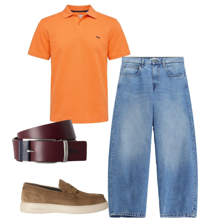 Outfit uomo - Total look #2456935. Stile Casual per Tutti i giorni. Abbinamento con polo, scarpe stringate, cinture, jeans.