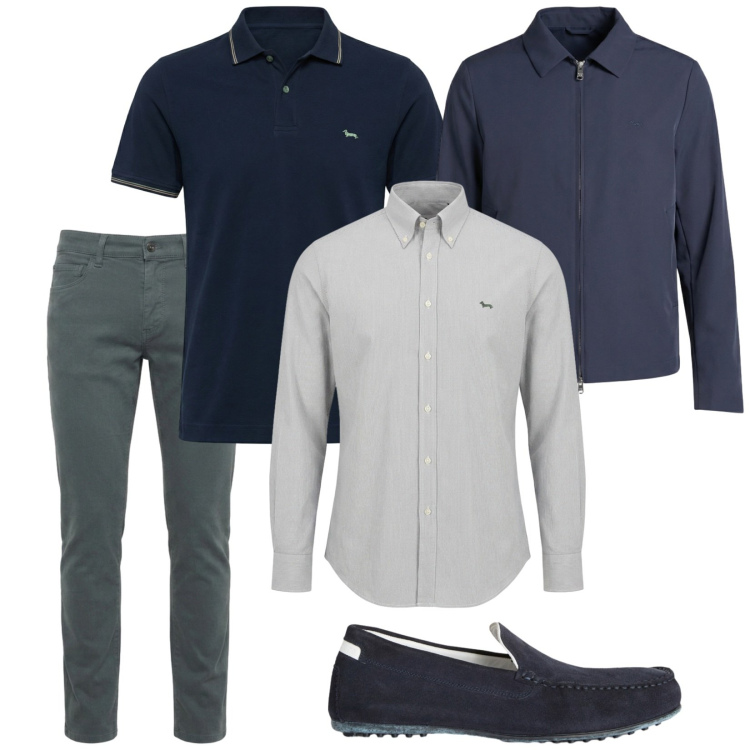 Outfit uomo - Verso settembre. Stile Casual per Tutti i giorni. Abbinamento con scarpe stringate, jeans slim fit, polo, giacche, camicie.