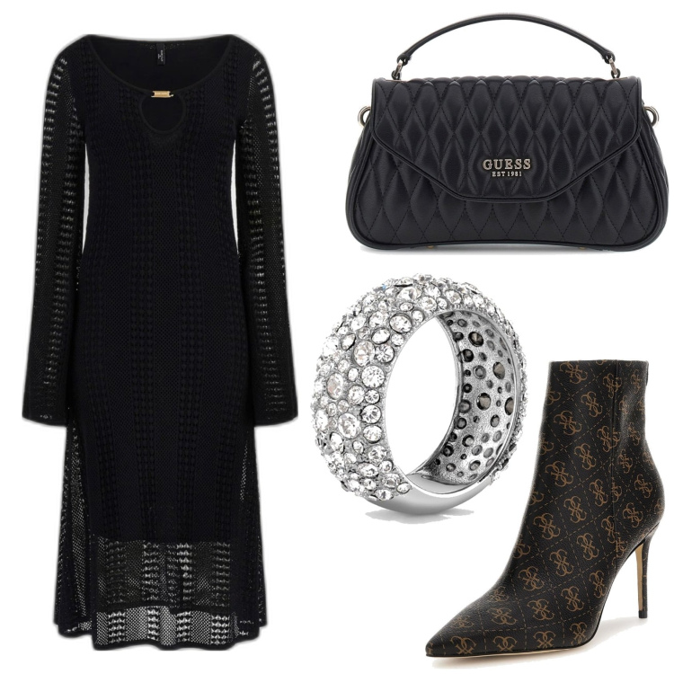 Outfit mujer - Minimal look. Estilo Minimal para Todos los días. Combinación con botines, anillos, bolsos de mano, vestidos cortos.