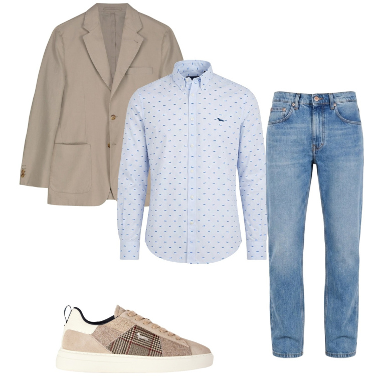 Outfit uomo - Total look #2457069. Stile Trendy per Serata speciale. Abbinamento con camicie, jeans, sneakers, giacche.