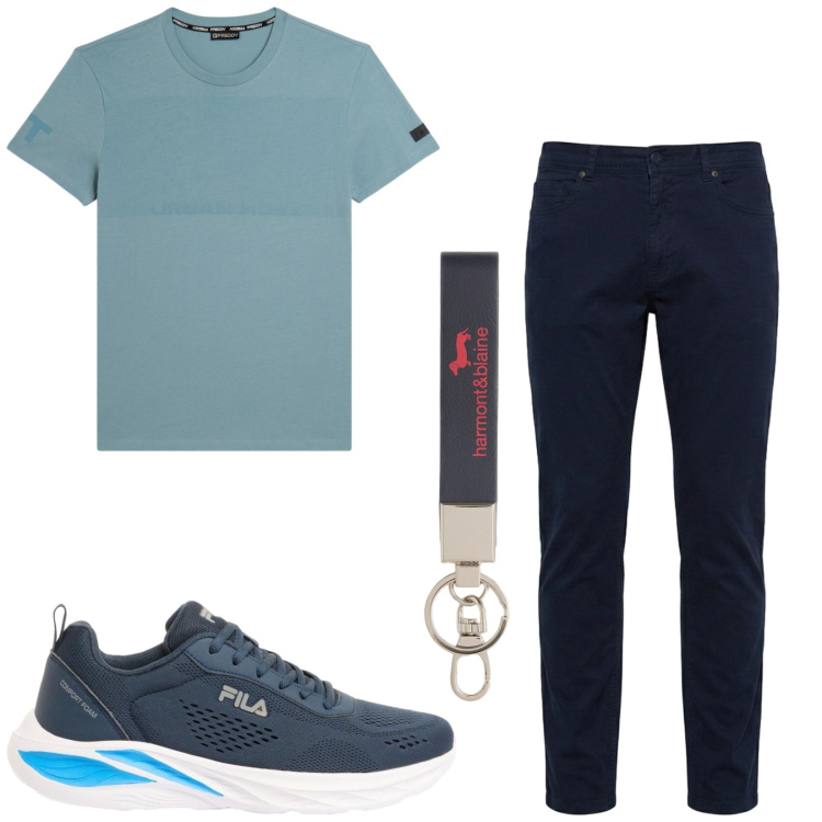 Outfit uomo - Total look #2457075. Stile Casual per Tutti i giorni. Abbinamento con sneakers, pantaloni, portachiavi, t-shirt.