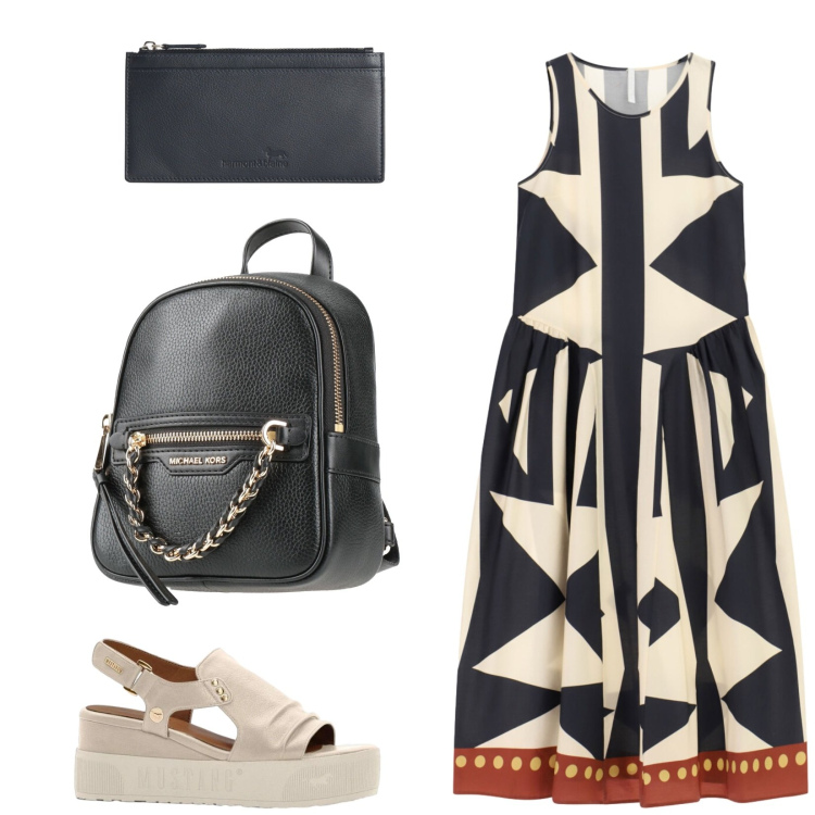 Outfit donna - Total look #2457079. Stile Casual chic per Tutti i giorni. Abbinamento con zaini, sandali, portafogli, vestiti midi/longuette.