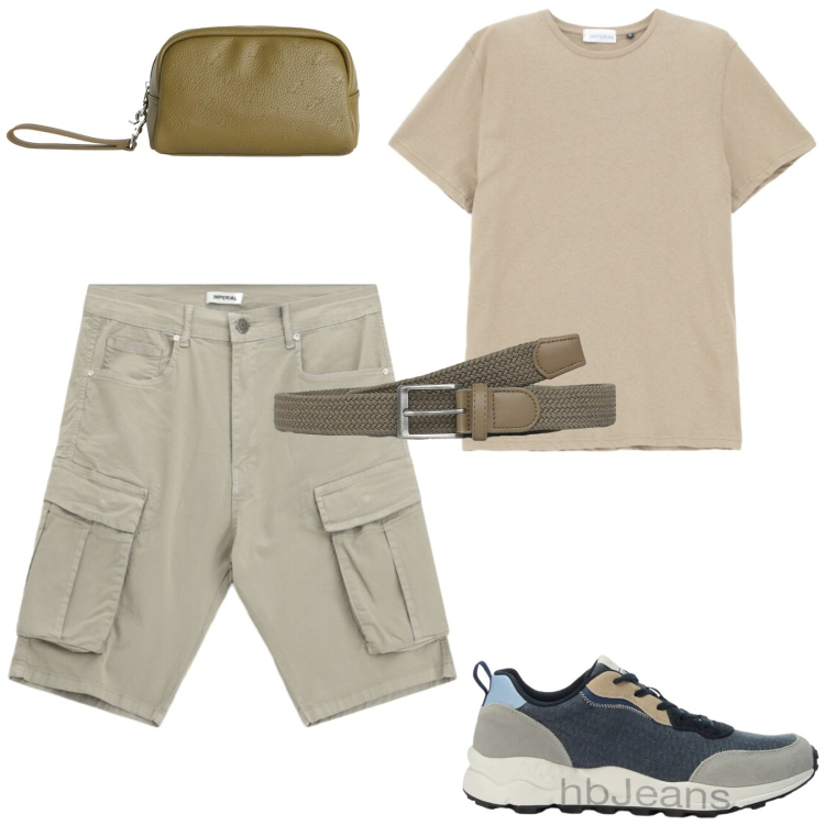 Outfit uomo - Total look #2457129. Stile Casual per Tutti i giorni. Abbinamento con borse sportive, sneakers, bermuda, t-shirt, cinture.