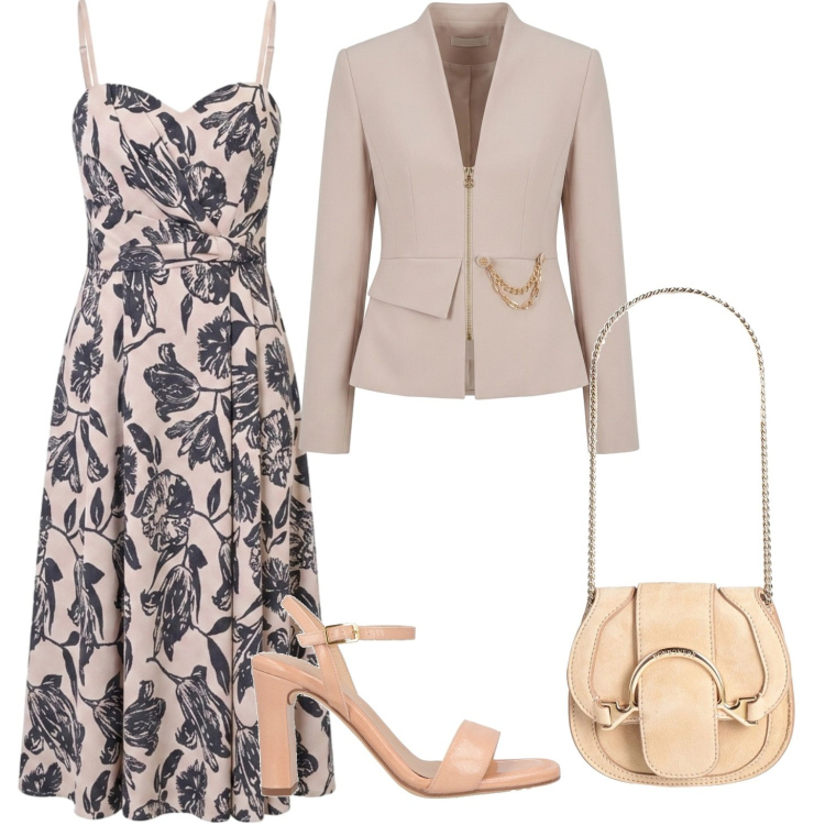 Outfit donna - Cena vista mare-Donna Curvy. Stile Casual chic per Mare. Abbinamento con marsupi, sandali in pelle, blazer, vestiti midi/longuette.