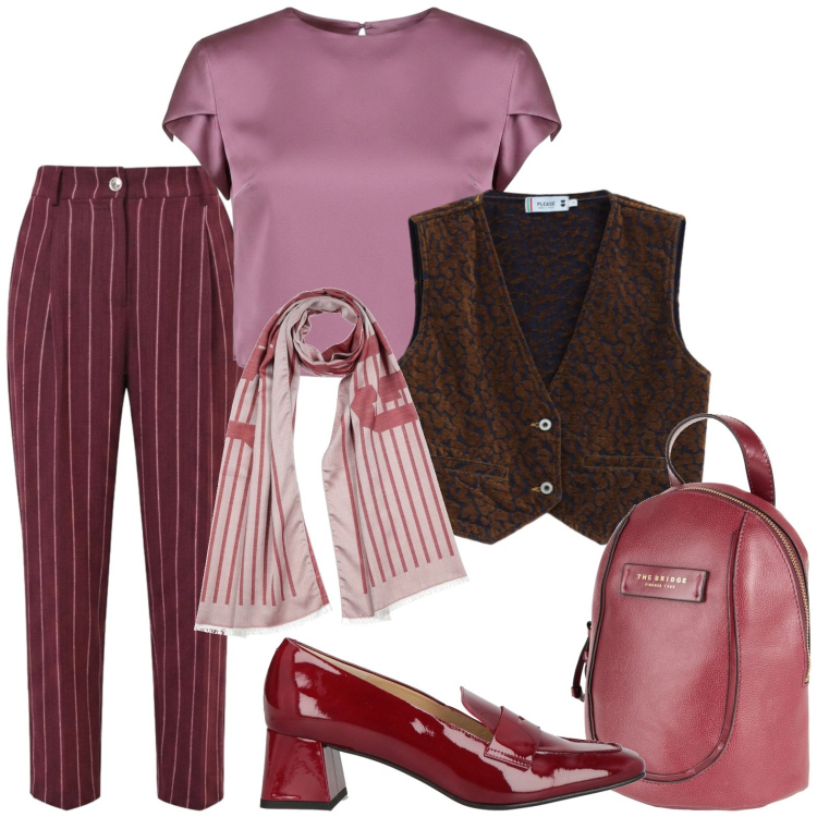 Outfit donna - Casual. Stile Casual chic per Tutti i giorni. Abbinamento con sciarpe, zaini, mocassini, t-shirt, pantaloni, gilet.