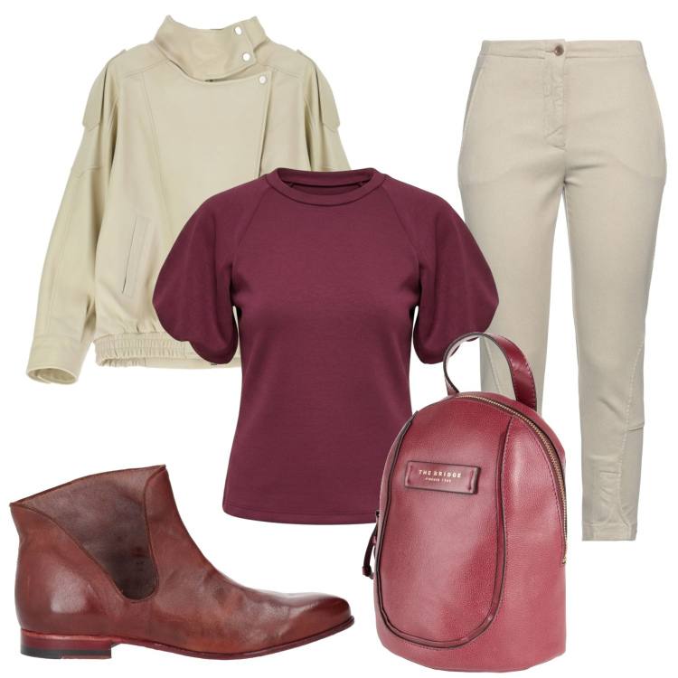 Outfit donna - Total look #2457159. Stile Urban per Scuola/Università. Abbinamento con zaini, jeans slim fit, stivaletti, giacche, t-shirt.