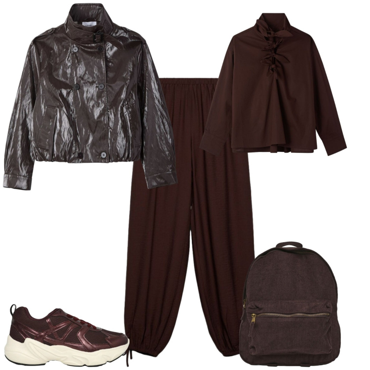 Outfit donna - Assaggio d autunno. Stile Casual chic per Tutti i giorni. Abbinamento con giacche, bluse, sneakers, pantaloni, zaini.