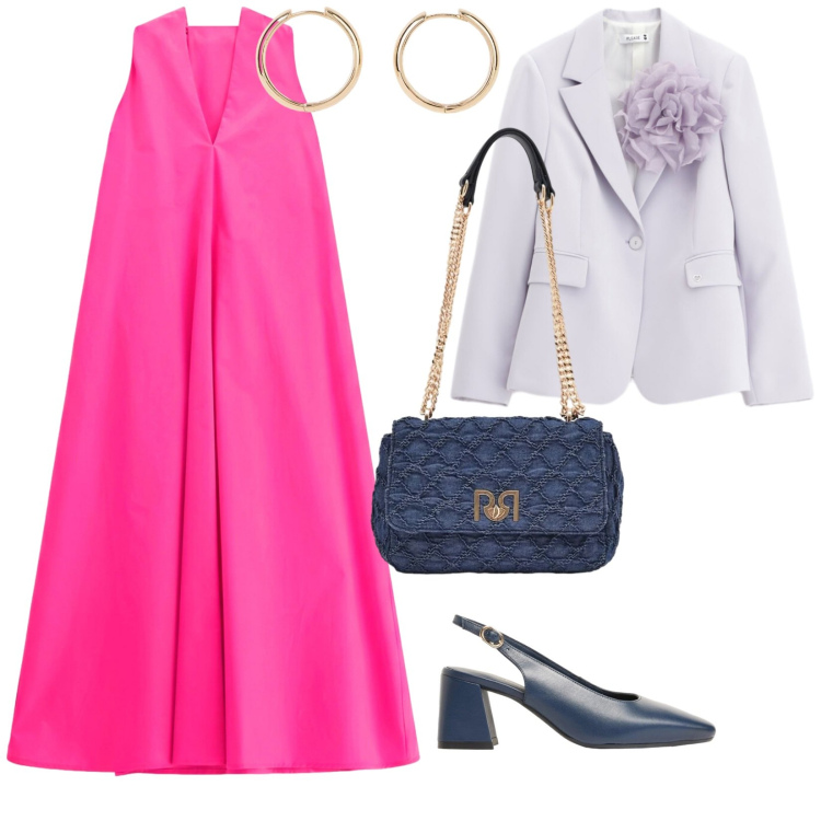 Outfit donna - Ultime cerimonie estive. per Cerimonia. Abbinamento con décolleté, orecchini, vestiti midi/longuette, borse a spalla, blazer.