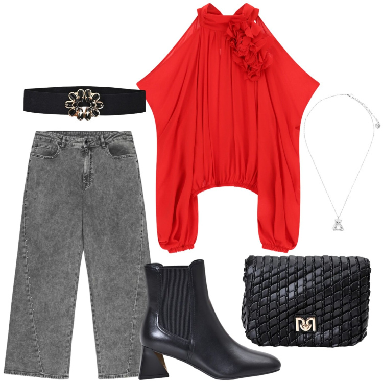 Outfit donna - Camicia urban. Stile Casual per Tutti i giorni. Abbinamento con top, jeans, borse a tracolla, cinture, stivaletti, ciondoli.