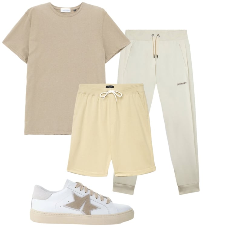Outfit uomo - Total look #2457399. Stile Casual per Tutti i giorni. Abbinamento con t-shirt, sneakers, pantaloncini sportivi, pantaloni.