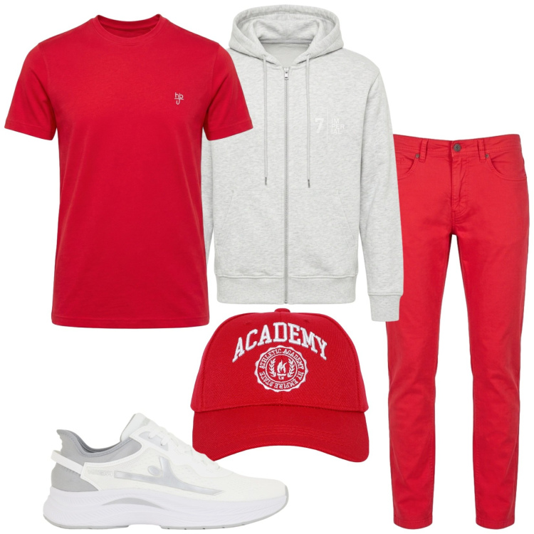 Outfit uomo - Total look #2457400. Stile Trendy per Tutti i giorni. Abbinamento con t-shirt, pantaloni, felpe con cappuccio, cappelli, sneakers.