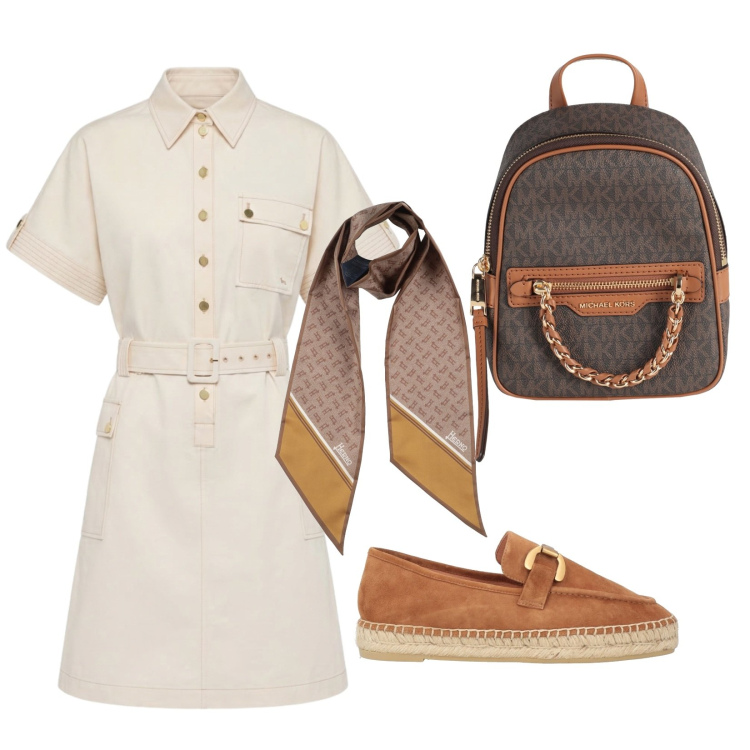 Outfit donna - Total look #2457406. Stile Casual chic per Ufficio. Abbinamento con mocassini, zaini, sciarpe, vestiti chemisier.