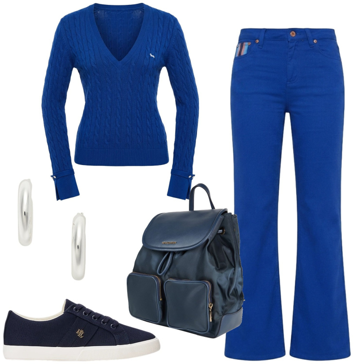 Outfit donna - Total look #2457425. Stile Casual per Tutti i giorni. Abbinamento con zaini, pantaloni, pullovers, sneakers, orecchini.
