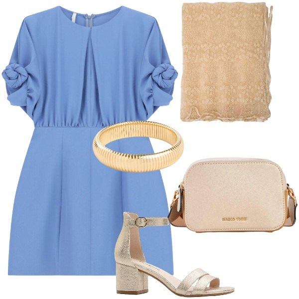 Outfit donna - Matrimonio in vista. Stile Casual chic per Cerimonia. Abbinamento con sandali col tacco, borse a tracolla, braccialetti, vestiti corti, stole.