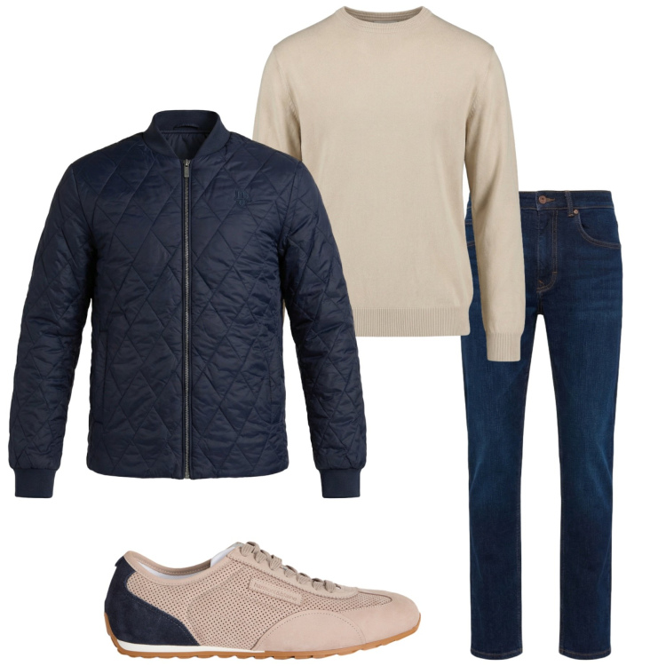 Outfit uomo - Vacanza in montagna. Stile Casual per Tutti i giorni. Abbinamento con sneakers, jeans, giacche, maglieria.