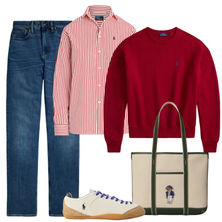 Outfit donna - Lunedì basic. Stile Basic per Tutti i giorni. Abbinamento con borse tote, jeans dritti, felpe, sneakers, camicie.