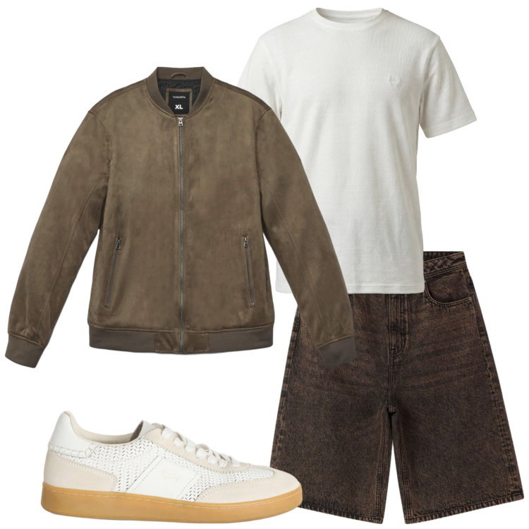 Outfit uomo - Sere d\'estate. Stile Casual per Tutti i giorni. Abbinamento con giacche, bermuda, t-shirt, sneakers.