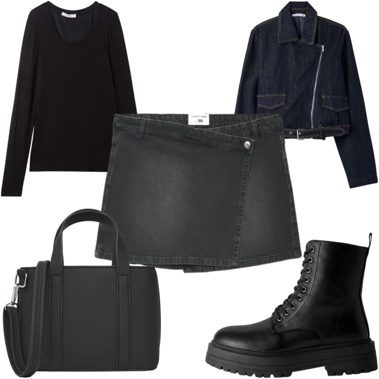 Outfit donna - Terranova - Infinite Summer rock. Stile Rock per Tutti i giorni. Abbinamento con t-shirt, anfibi, gonne, borse a tracolla, cappotti.