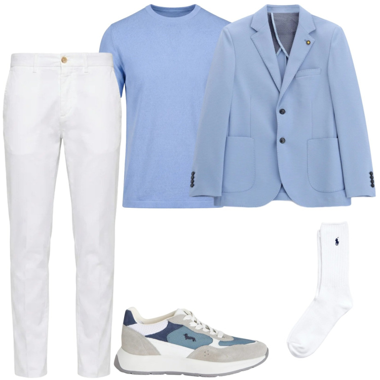 Outfit uomo - Contesti urbani e professionali. Stile Business/Elegante per Tutti i giorni. Abbinamento con sneakers, t-shirt, pantaloni chino, giacche, calzini.
