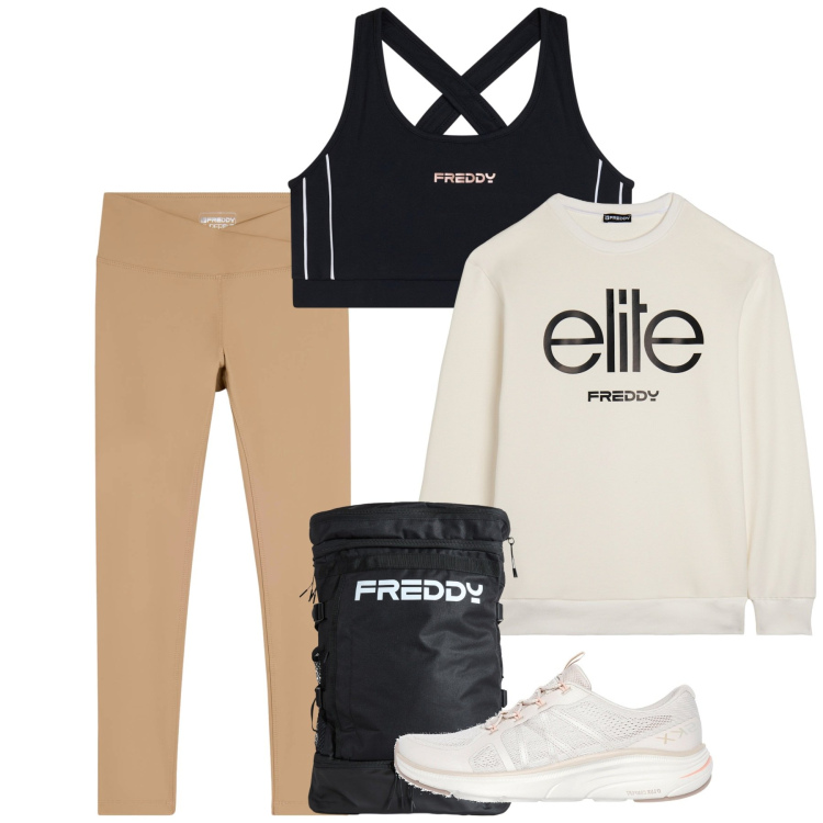 Outfit donna - Back to Pilates Class. Stile Sporty chic per Sport. Abbinamento con leggings, zaini, felpe, top, scarpe sportive.