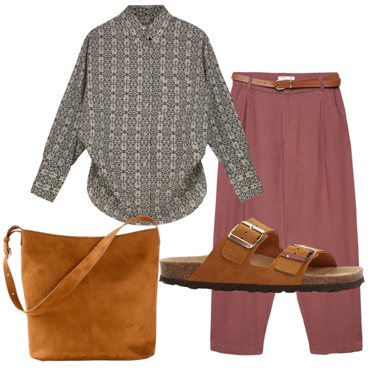 Outfit donna - Total look #2457622. Stile Vintage retrò per Ufficio. Abbinamento con borse a mano, ciabatte, camicie, pantaloni chino.
