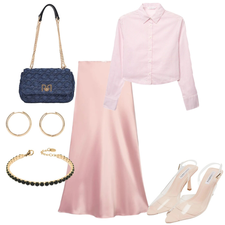 Outfit donna - Total look #2457631. Stile Romantica per Tutti i giorni. Abbinamento con orecchini, sandali col tacco, gonne lunghe, camicie, borse a spalla, braccialetti.