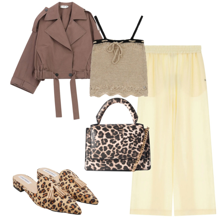 Outfit donna - Total look #2457648. Stile Chic per Serata fuori. Abbinamento con sabot, borse a tracolla, pantaloni, maglieria, cappotti.
