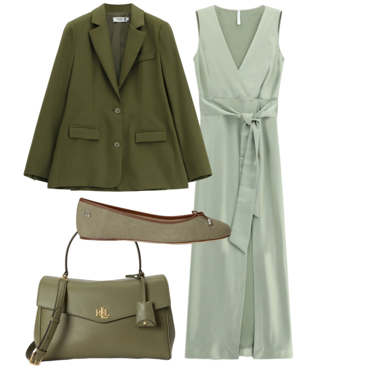 Outfit donna - Pomeriggio libero. Stile Bon Ton per Tutti i giorni. Abbinamento con blazer, vestiti lunghi, ballerine, borse a mano.