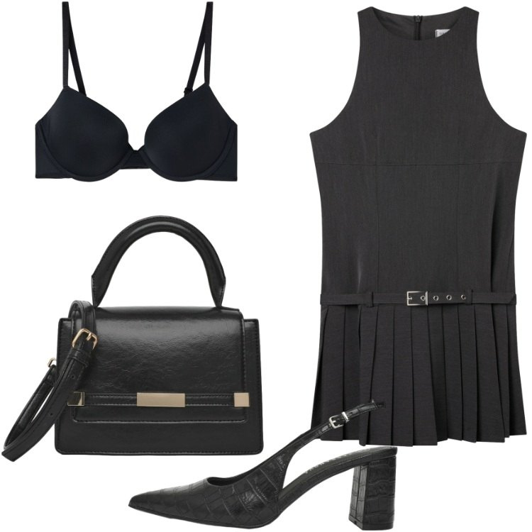 Outfit donna - Terranova - Infinite Summer. Stile Trendy per Serata fuori. Abbinamento con vestiti corti, décolleté, borse a spalla, reggiseni push-up.
